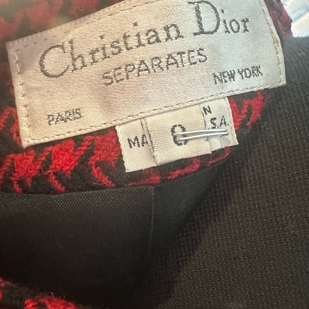 Christian Dior Red and Black Houndstooth Blazer - Picture 5 of 8